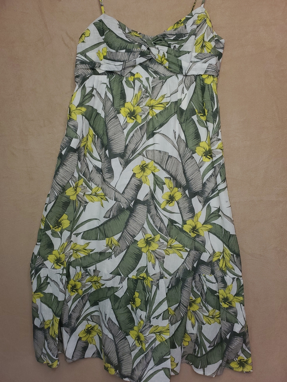 Floral Summer Sundress - Yellow & Green Tropical Print